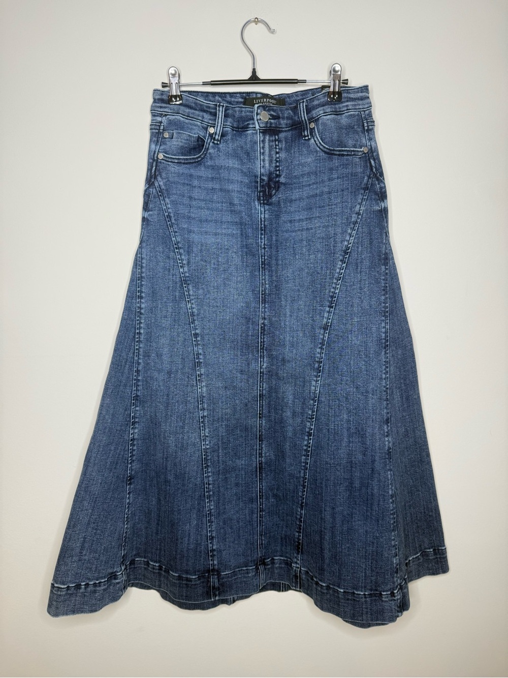 Liverpool Denim Maxi Skirt - Dark Blue - Picture 3 of 6